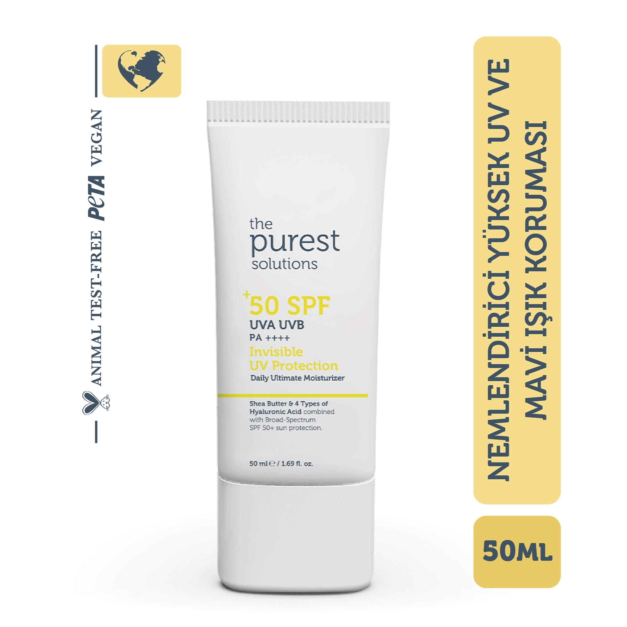 The Purest Solutions Görünmez UV Koruması SPF 50+ Günlük Yoğun Nemlendirici Güneş Kremi 50 ml