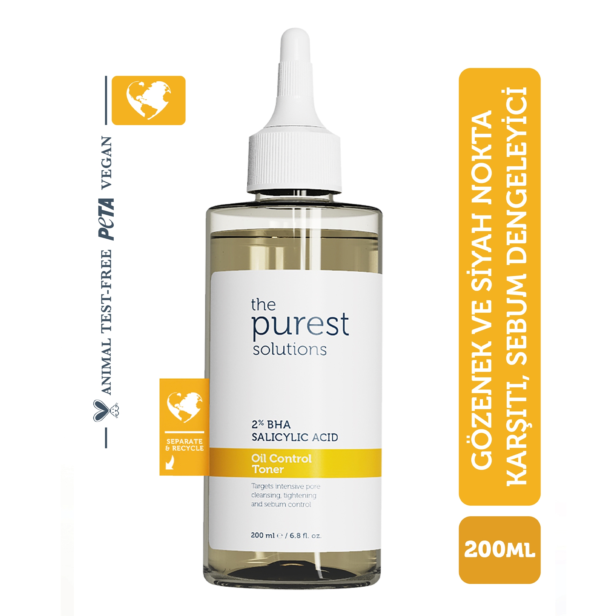 The Purest Solutions Siyah Nokta Hedefli Yağlanma ve Gözenek Dengeleyici Tonik 200 ml