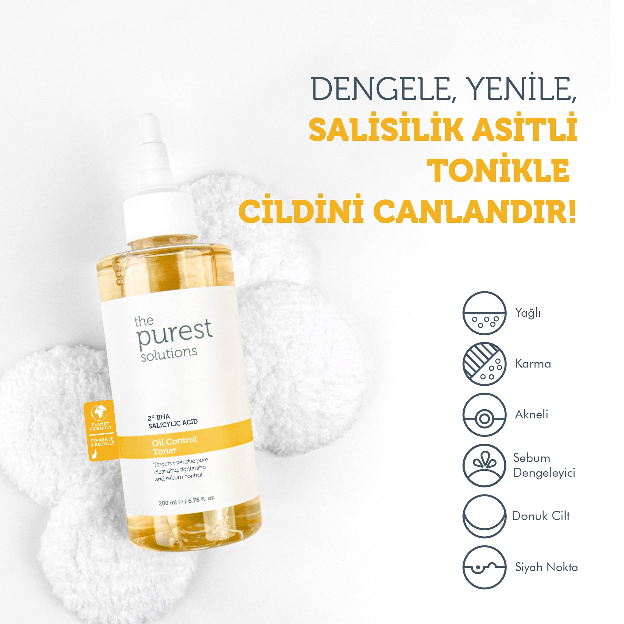 The Purest Solutions Siyah Nokta Hedefli Yağlanma ve Gözenek Dengeleyici Tonik 200 ml