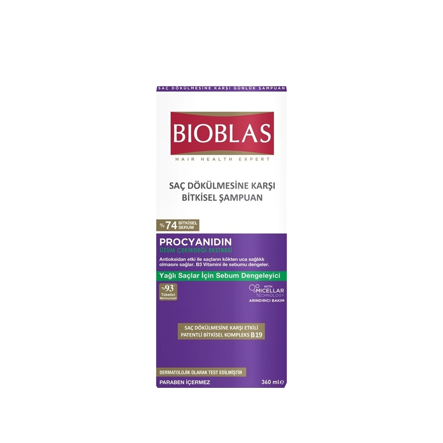 Bioblas Procyanidin Yağlı Saçlar İçin Sebum Dengeleyici Dökülme Karşıtı Şampuan 360 ml