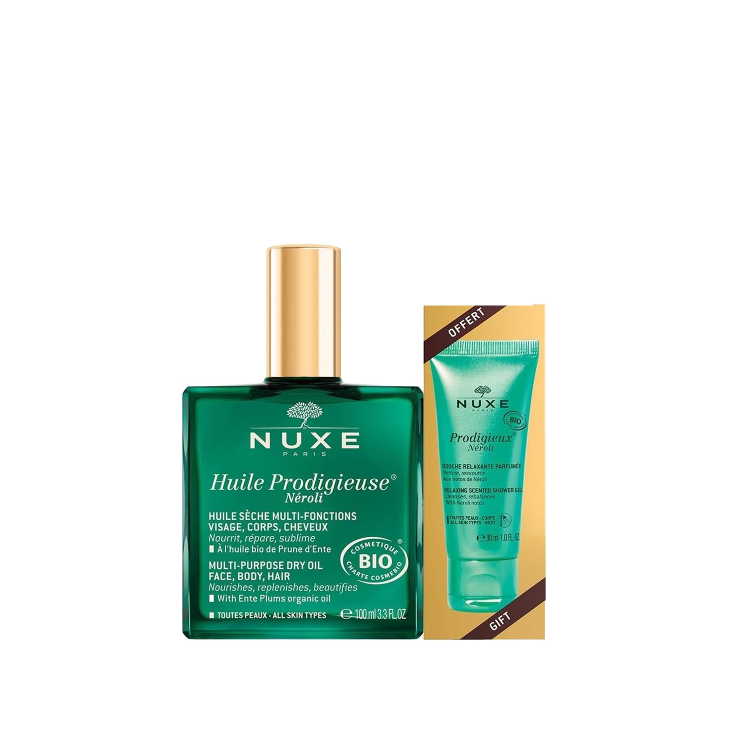 Nuxe Huile Prodigieuse Neroli Çok Amaçlı Kuru Yağ 100 ml ve Duş Jeli 30 ml