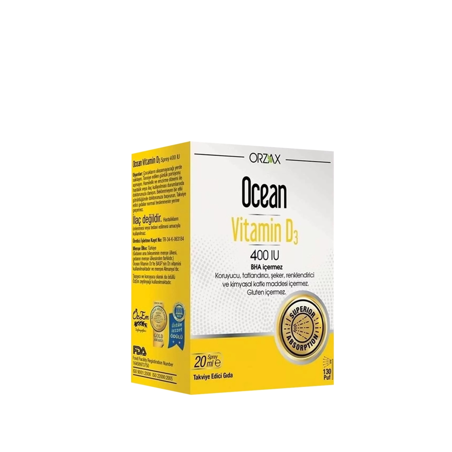 Orzax Ocean Vitamin D3 400IU Sprey 20ml