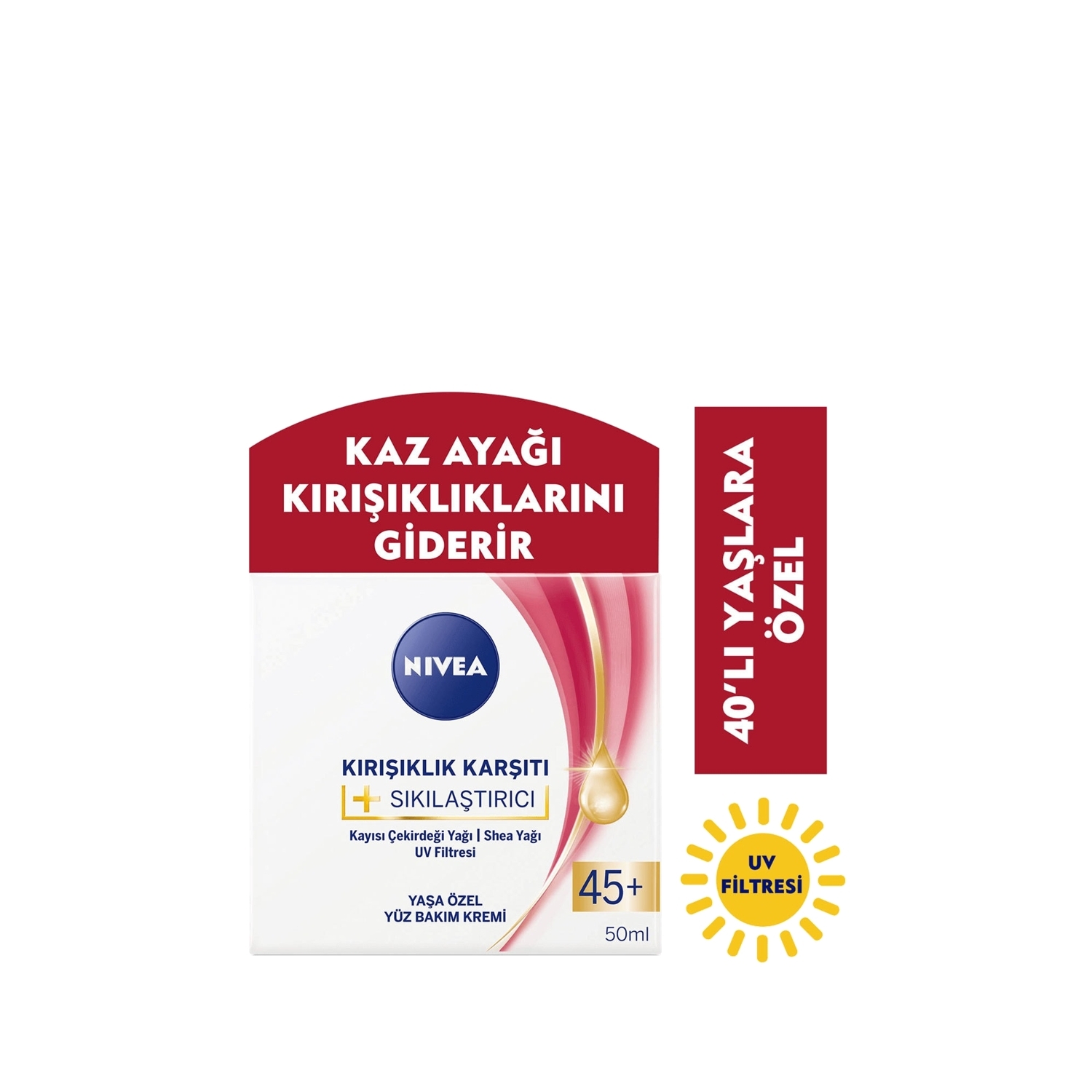 Nivea Kırışıklık Karşıtı Nemlendirici 45+ Yaşa Özel Yüz Kremi 50ml