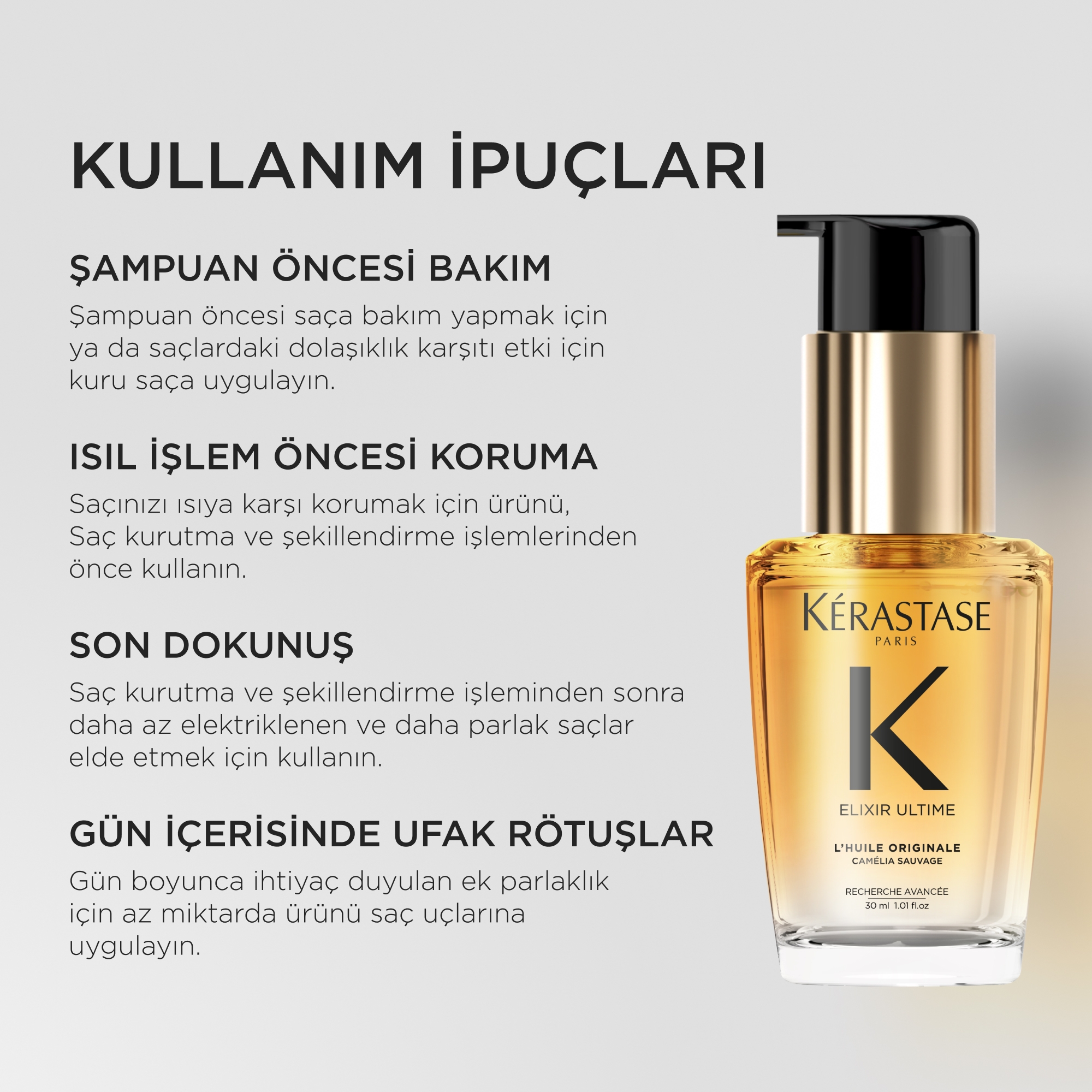 Kerastase Elixir Ultime L'Huile Originale Saç Yağı Seyahat Boy Kullanım İpuçları