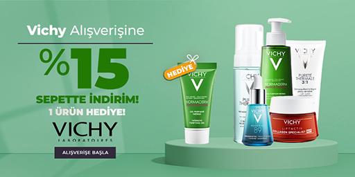 Vichy Alışverişine Sepette %15 İndirim ve 1 Ürün Hediye!