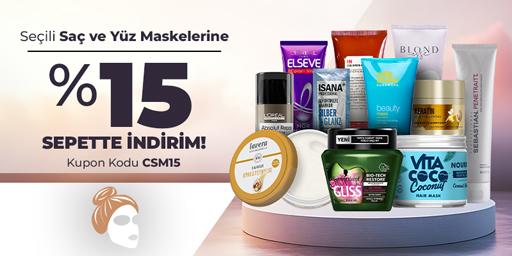 Seçili Saç ve Yüz Maskeleri Sepette %15 İndirimli!